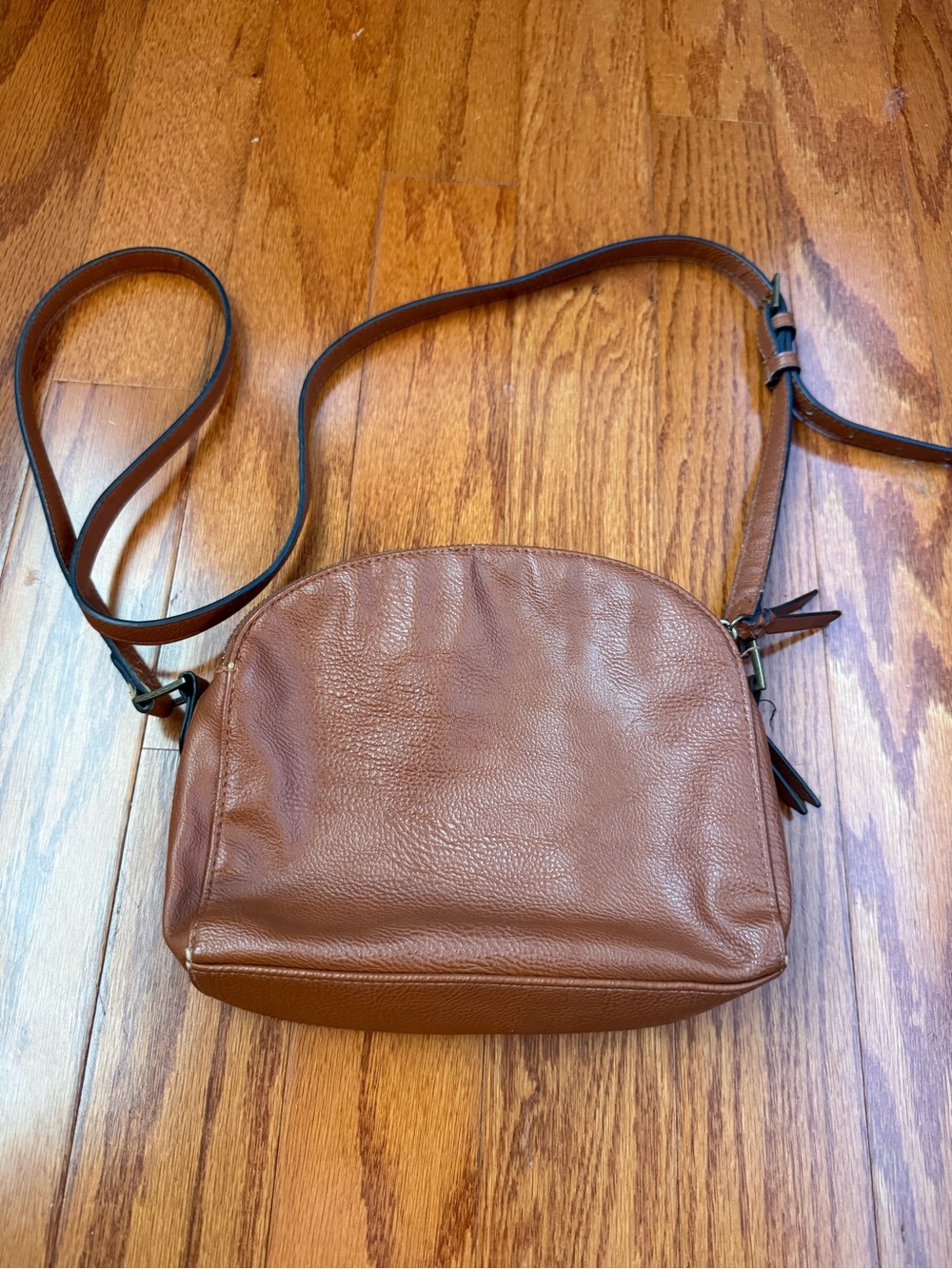 a new day Brown Pebbled Leather Crossbody Bag